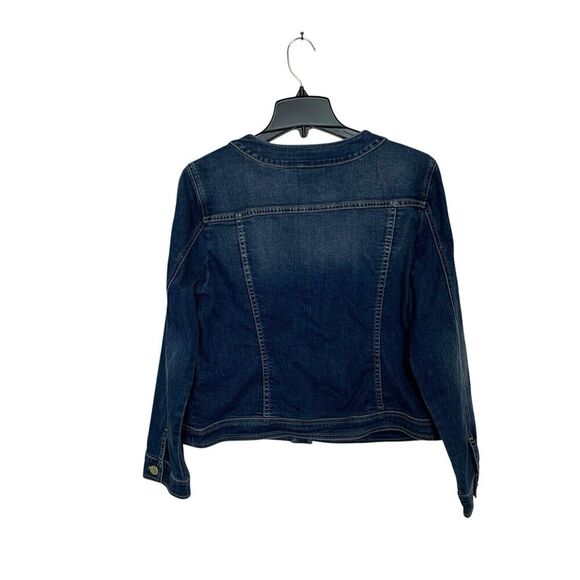 Ann Taylor LOFT Women’s Size 2 (Med) Dark Wash Jean Jacket Button Up Stretch - Picture 2 of 7